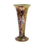 A Wedgwood Black Fairyland Lustre Butterfly Woman and Floating Fairies Design Trumpet Vase, designed