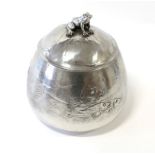 A Jugendstil Kayserzinn Pewter Tureen and Cover, the base cast with a school of fish, the cover with