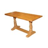 Workshop of Robert Mouseman Thompson (Kilburn): An English Oak 3ft Refectory Coffee Table, the adzed