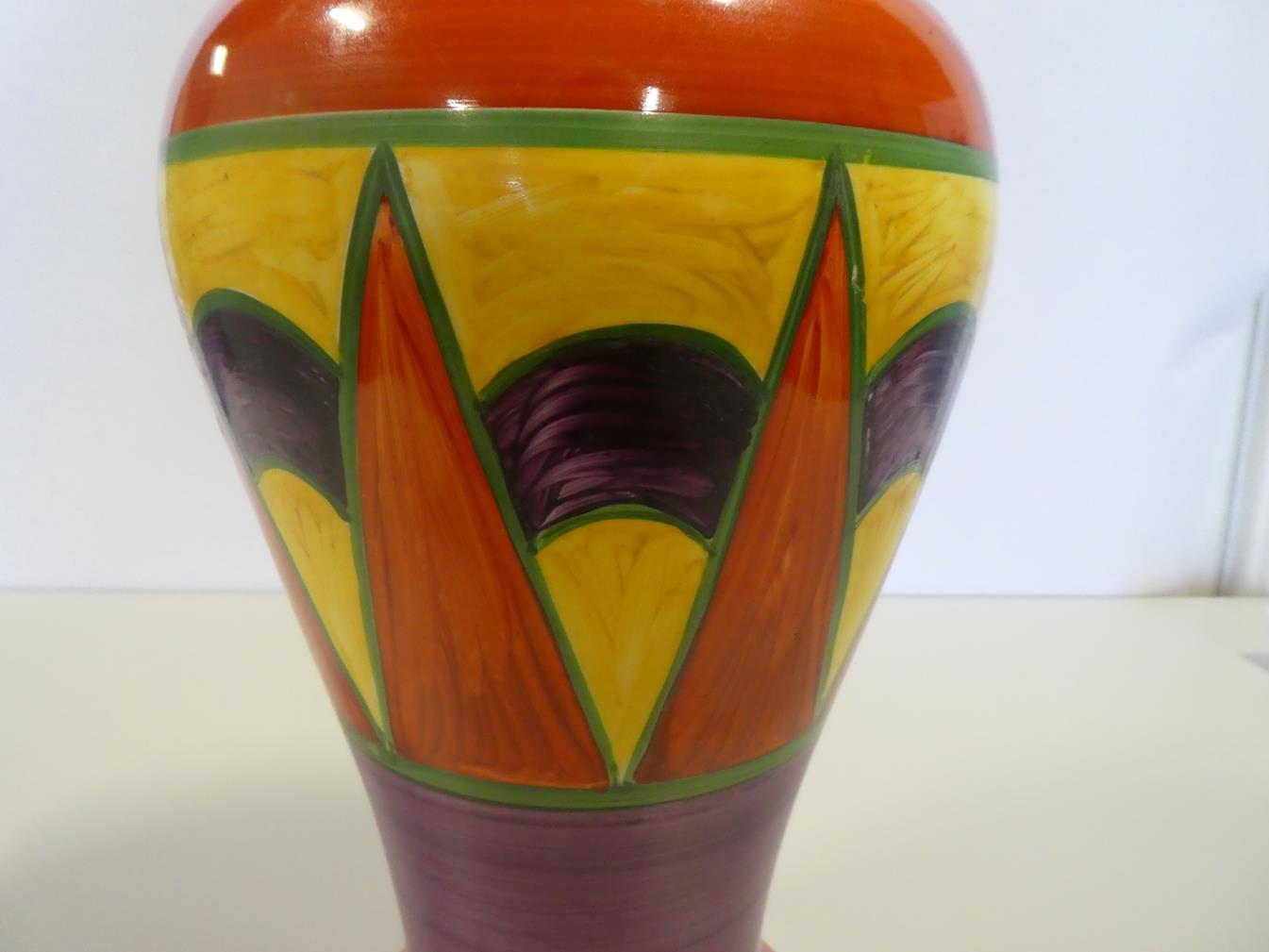 Clarice Cliff (1899-1972): An Original Bizarre Shape 14 Mei Ping Vase, green printed Wilkinson - Image 7 of 12