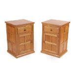 Cat and Mouseman: Lyndon Hammell (Harmby): A Pair of English Oak Bedside Cupboards, with a drawer
