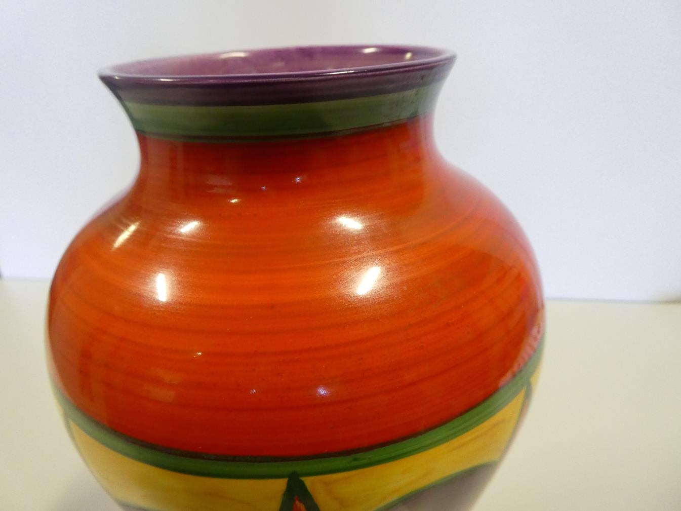 Clarice Cliff (1899-1972): An Original Bizarre Shape 14 Mei Ping Vase, green printed Wilkinson - Image 5 of 12