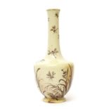 A Martin Brothers Stoneware Vase, incised with bulrushes, insects and butterflies on a buff