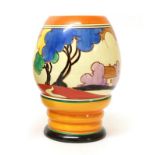 Clarice Cliff (1899-1972): A Fantasque Bizarre Blue Autumn (Balloon Trees) 362 Vase, painted with