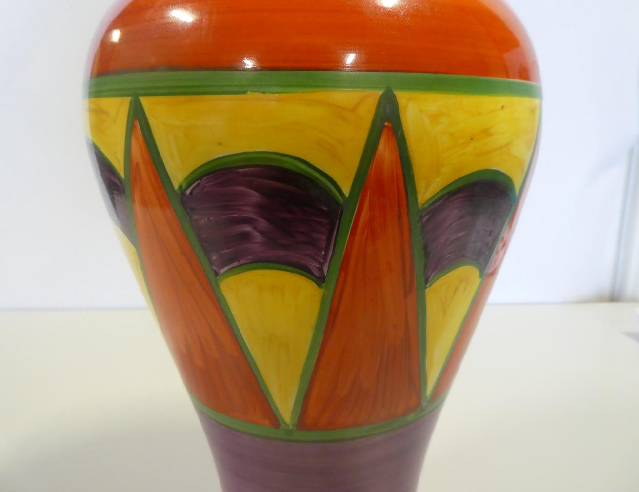 Clarice Cliff (1899-1972): An Original Bizarre Shape 14 Mei Ping Vase, green printed Wilkinson - Image 6 of 12