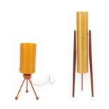 Novoplast: A Spun Fibreglass Rocket Floor Lamp, raised on three teak feet, unmarked, 113cm; and A