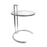 After Eileen Gray E1027 Adjustable Glass and Chrome Side Table, unmarked, 72cm (modern) This table