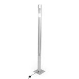 A Modern Stainless Steel Floor Standing Lamp, double sided, on a square base, unmarked, 181cm high