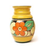 Clarice Cliff (1899-1972): A Fantasque Bizarre Floreat (Wild Rose) 358 Vase, painted with orange