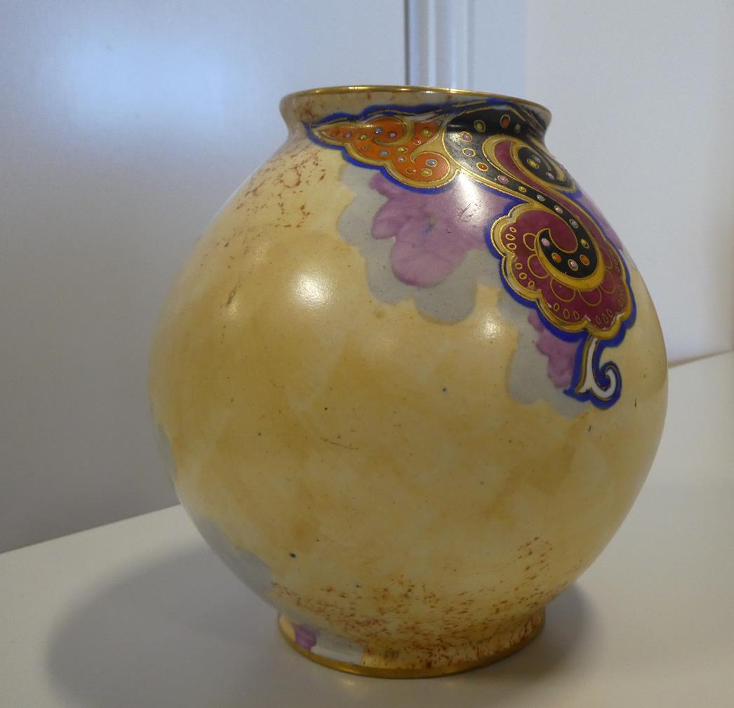 A Pair of Art Deco Carlton Ware Chinese Bird Pattern Ovoid Vases, enamelled in colours on a yellow - Image 3 of 17