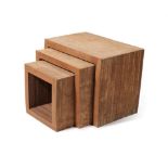 Frank Owen Gehry (born 1929) for Vitra A Set of Three Easy Edges Nesting Low Tables, corrugated