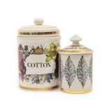 Piero Fornasetti (1913-1988): A Cotton Jar and Cover, circa 1960's, printed with flowers within gilt