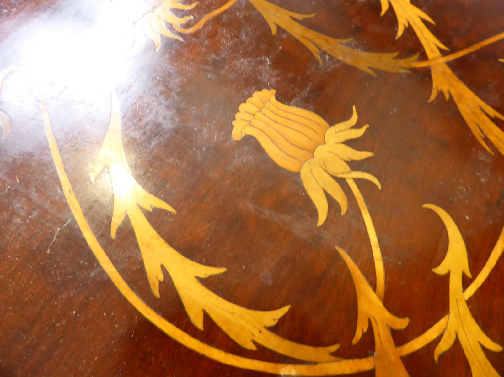 A Shapland & Petter, Barnstaple Art Nouveau Marquetry Inlaid Mahogany Tray, circa 1900, of canted - Image 5 of 5