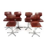 A Set of Six Flototto (Germany) Pagwood Pagholz Swivel Desk Chairs, designed by Adam Stegner, on
