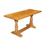 Workshop of Robert Mouseman Thompson (Kilburn): An English Oak 3ft Refectory Coffee Table, the adzed