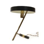 A Phillips Model Z Brass and Enamel Desk Lamp, designed by Louis Christiaan Kalff, with black