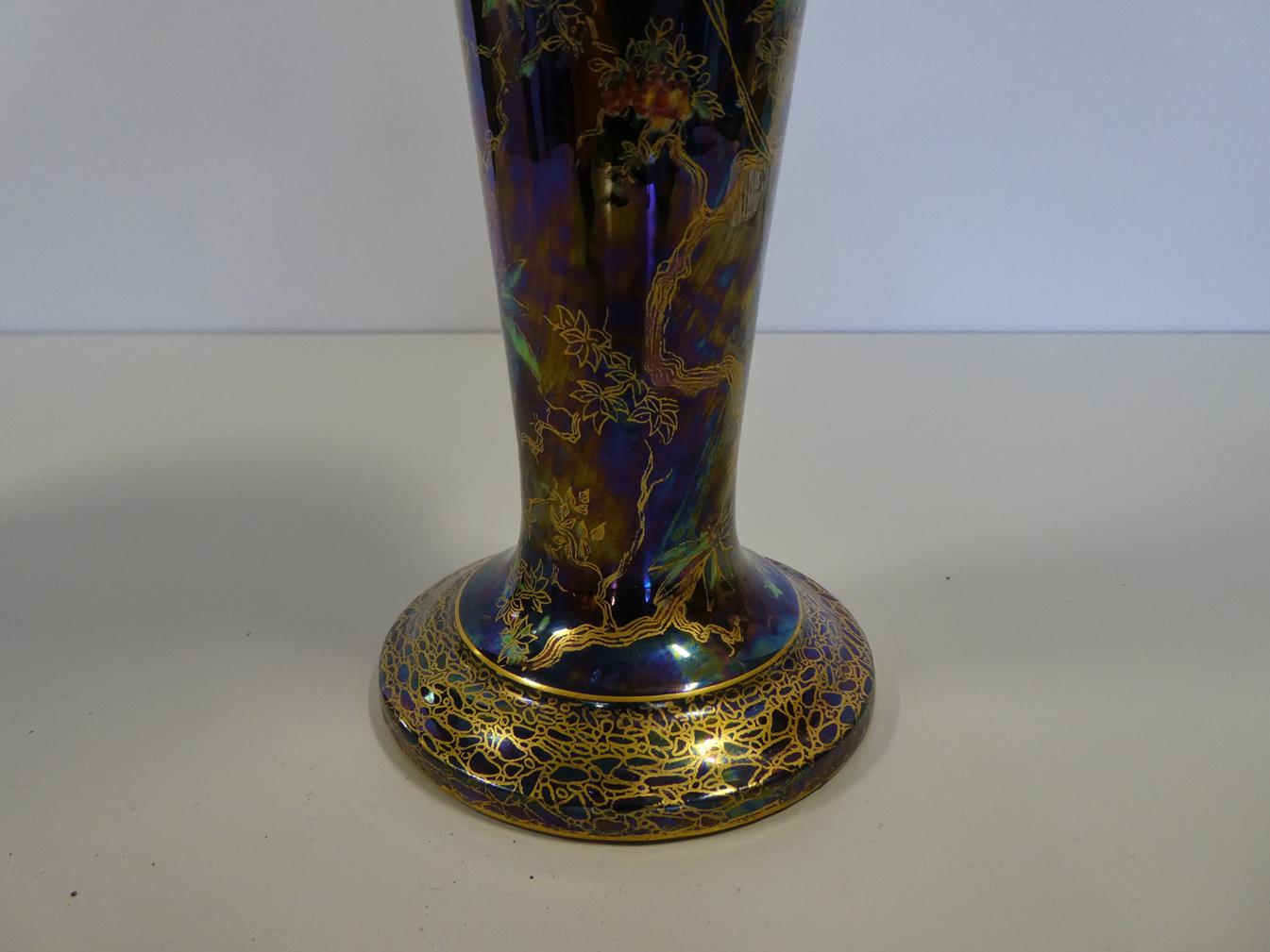 A Wedgwood Black Fairyland Lustre Butterfly Woman and Floating Fairies Design Trumpet Vase, designed - Image 10 of 12