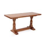 Workshop of Robert Mouseman Thompson (Kilburn): An English Oak 3ft Refectory Coffee Table, the