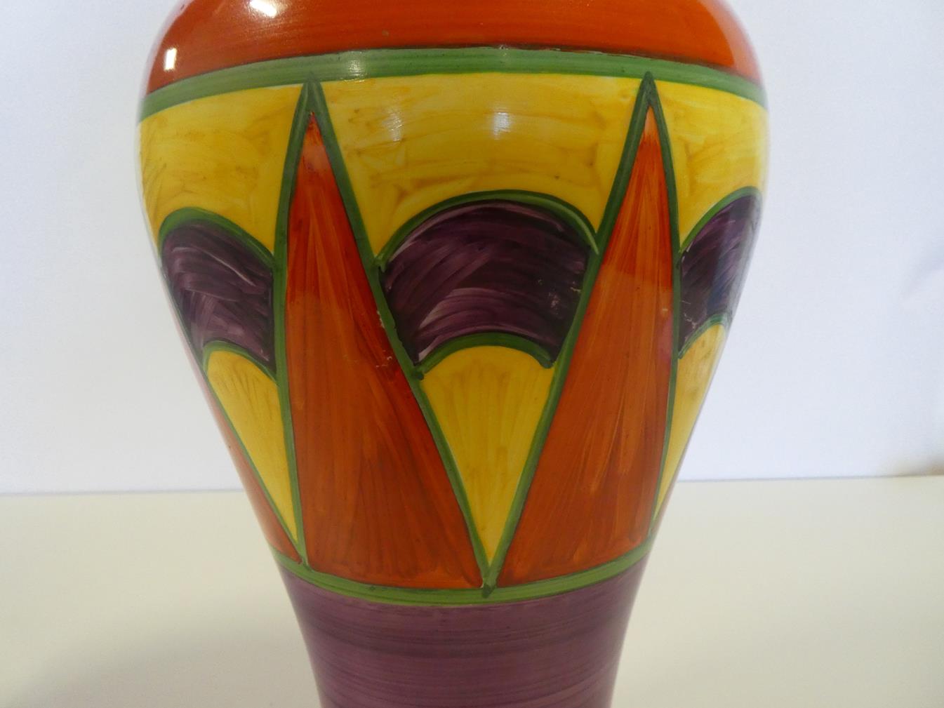 Clarice Cliff (1899-1972): An Original Bizarre Shape 14 Mei Ping Vase, green printed Wilkinson - Image 9 of 12