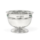 An Arts & Crafts Liberty & Co, Silver Pedestal Bowl, set with three cabochon turquoise matrix