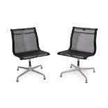 A Pair of Vitra EA105 Aluminium Group Office Chairs, originally designed by Charles and Ray Eames,