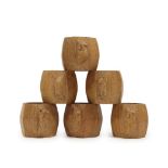 Workshop of Robert Mouseman Thompson (Kilburn): A Set of Six English Oak Napkin Rings, post 1960'