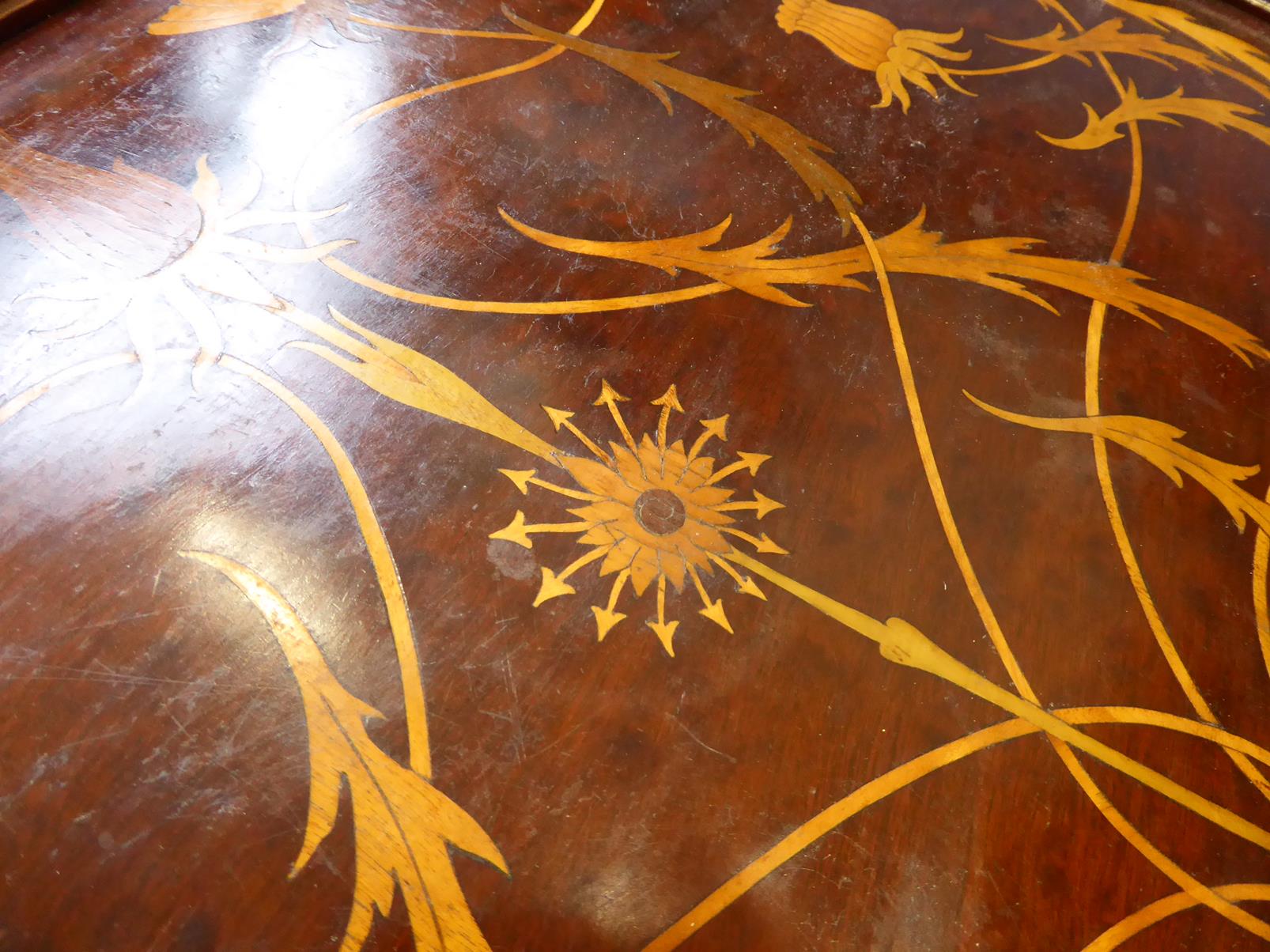 A Shapland & Petter, Barnstaple Art Nouveau Marquetry Inlaid Mahogany Tray, circa 1900, of canted - Image 2 of 5