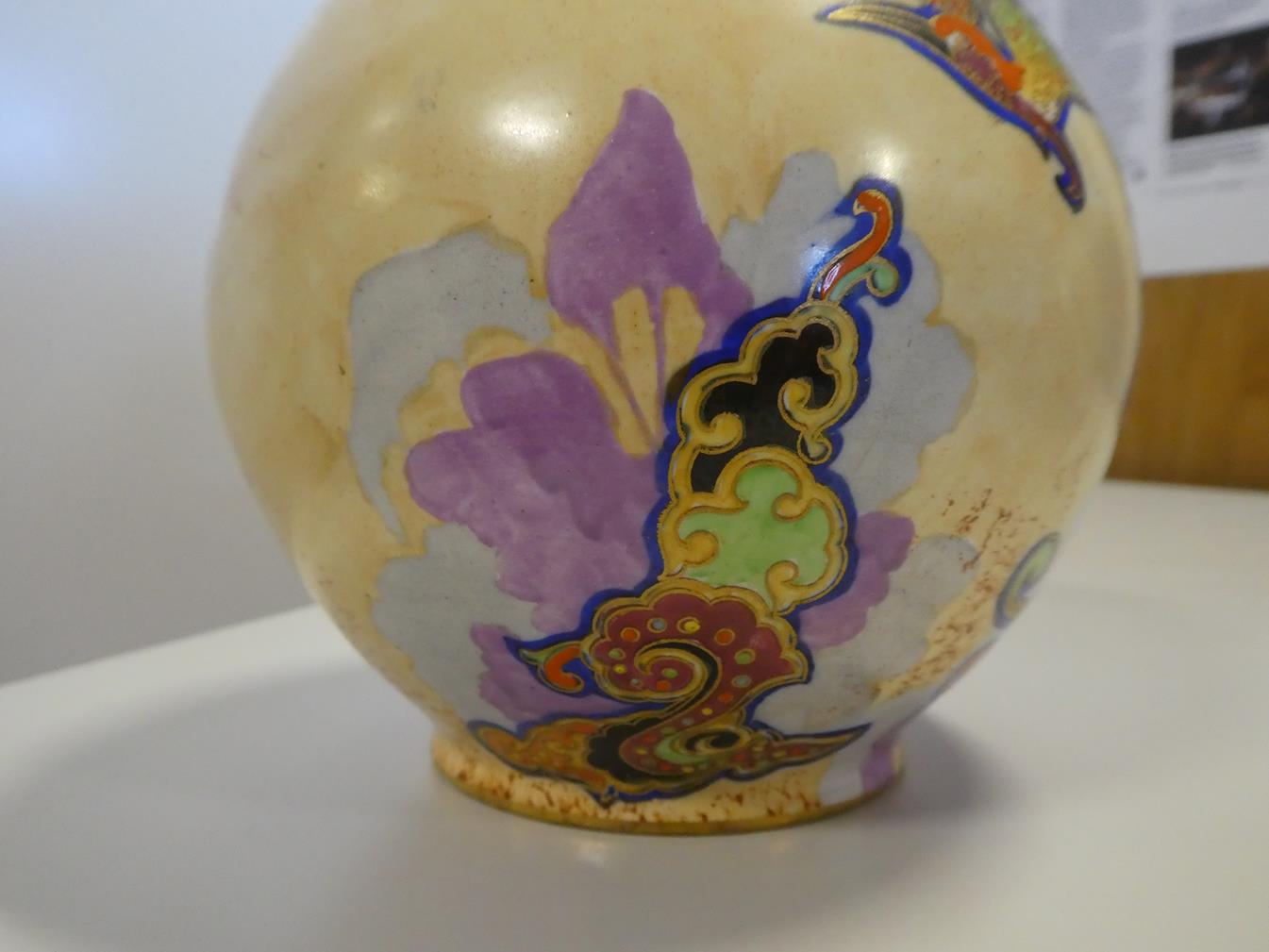 A Pair of Art Deco Carlton Ware Chinese Bird Pattern Ovoid Vases, enamelled in colours on a yellow - Image 15 of 17