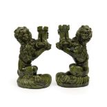 Attributed to Émile Gallé (French, 1846-1904) for Nancy Saint Clement: A Pair of Lion