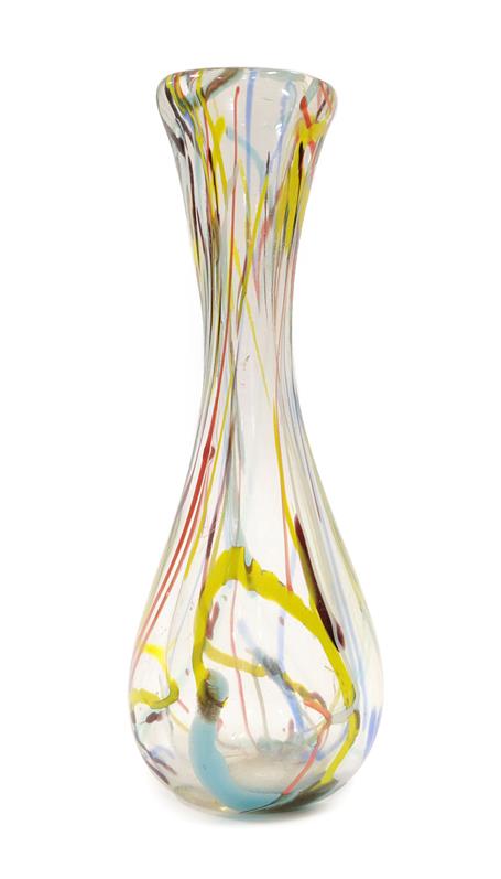 A Murano Glass Vase, attributed to Dino Martens for Aureliano Toso, clear glass with coloured canes,