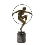 Marcel-André Bouraine (French, 1886-1948): Girl with Hoop, A Bronze Figure, circa 1925, modelled