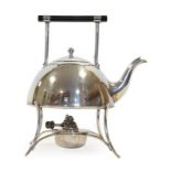 An Electroplated Kettle on Stand, George Wish of Sheffield, in the style of Christopher Dresser,