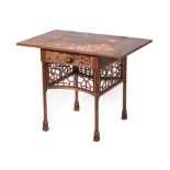 A Lazo Studios Chinese Chippendale Style Walnut Breakfast Table, made by Master Artisan Naseer Yasna