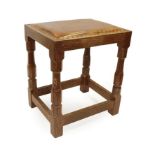 Workshop of Robert Mouseman Thompson (Kilburn): An English Oak Dressing Table Stool, with