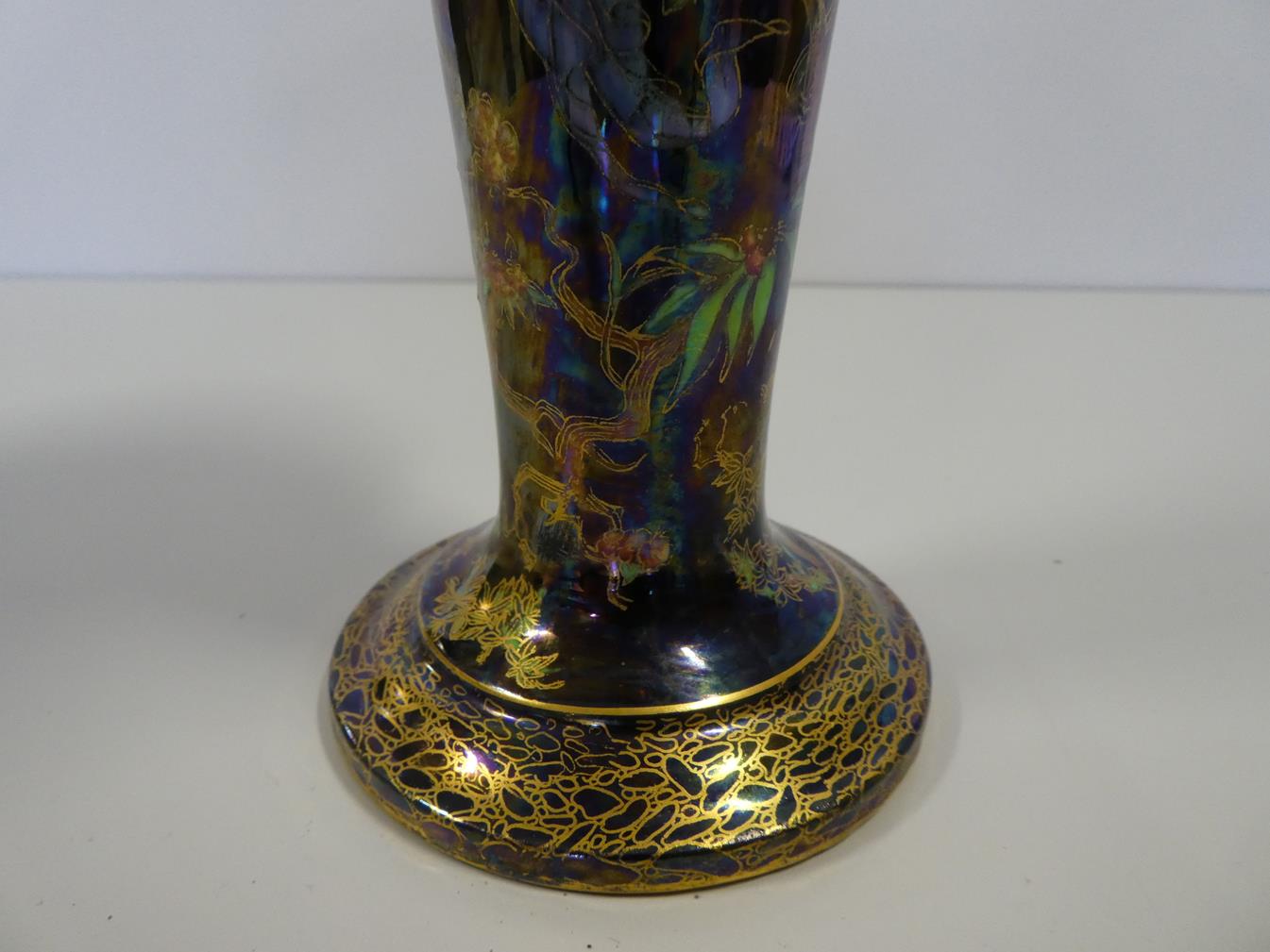 A Wedgwood Black Fairyland Lustre Butterfly Woman and Floating Fairies Design Trumpet Vase, designed - Image 9 of 12