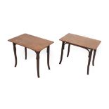 A Pair of Fischel Nursery Bentwood and Stencilled Side Tables, the rectangular tops with a border of