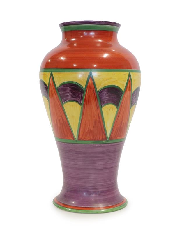 Clarice Cliff (1899-1972): An Original Bizarre Shape 14 Mei Ping Vase, green printed Wilkinson