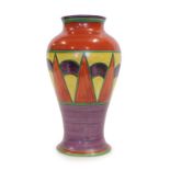 Clarice Cliff (1899-1972): An Original Bizarre Shape 14 Mei Ping Vase, green printed Wilkinson