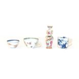 Worcester coffee cup, prunus root pattern, circa 1760 together with a miniature Cantonese vase and