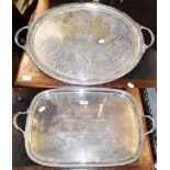A large oval shaped twin handled serving tray with presentation inscription 'cutters sailing race,
