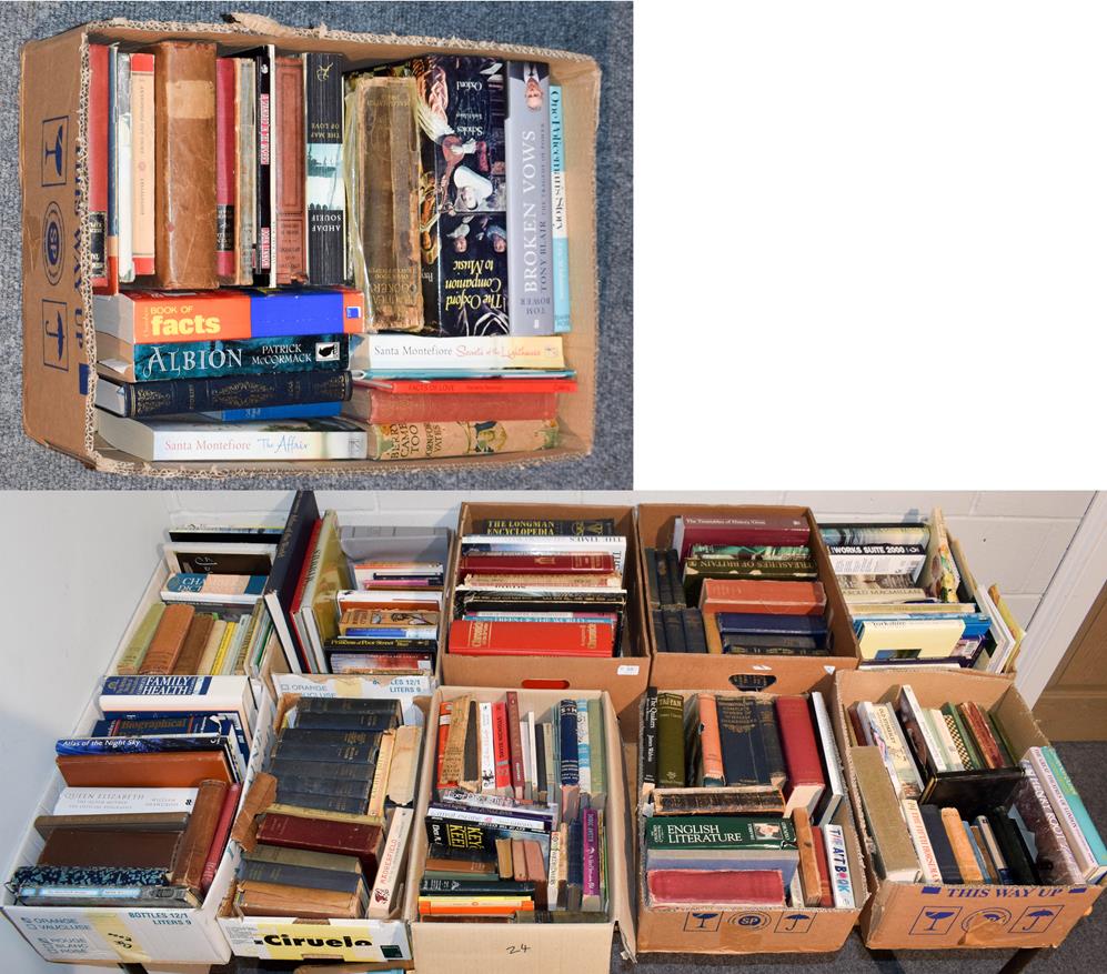 Eleven boxes of books including novels, geographical, ornithological and other reference etc