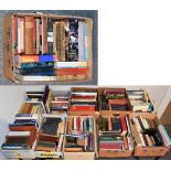Eleven boxes of books including novels, geographical, ornithological and other reference etc
