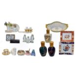Two trays of assorted items including three Limoges scent diffusers, a Limoges basket, white metal