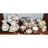 Assorted china tea wares to include Minton Haddon Hall, Wedgwood Hathaway Rose, Royal Albert