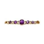 An amethyst bracelet, unmarked, length 18cm . Gross weight 48.5 grams.