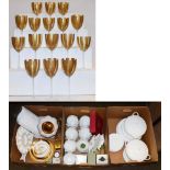 A suite of Krosno Polish wine glasses, together with three boxes of ceramics including Wedgwood