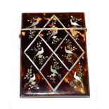 A Victorian tortoiseshell and mother of pearl inlaid card case