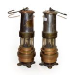 Two Spiralarm miners gas detector lamps, makers J H Naylor, (2)