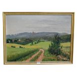 H. Pfennig (20th century) Italianate landscape, signed, oil on board, 79cm by 67cm