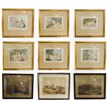 A mixed lot of decorative prints including a set of six after Rowlandson, together with sporting